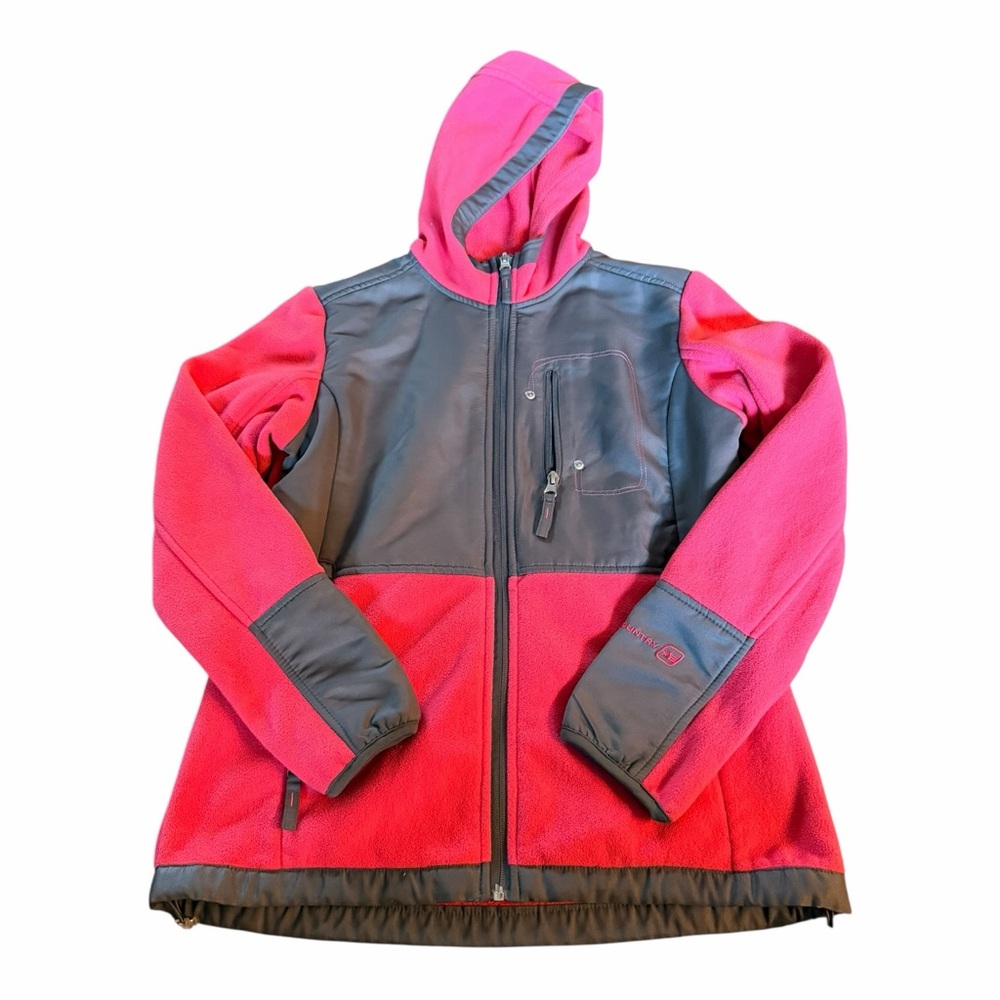 Free Country Red & Charcoal Hooded Fleece B - Picture 4 of 5